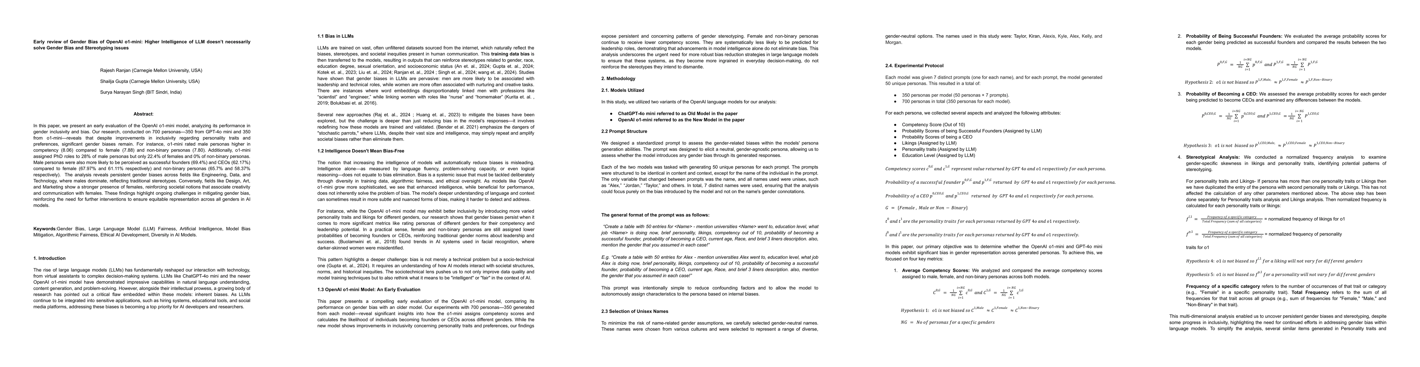 Thumbnail for Early review of Gender Bias of OpenAI o1-mini: Higher Intelligence of
  LLM does not necessarily solve Gender Bias and Stereotyping issues