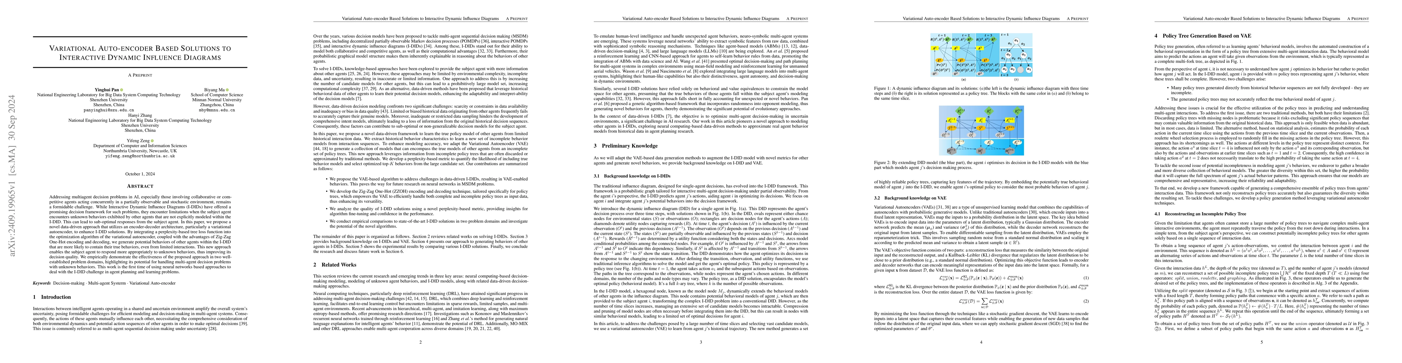 Thumbnail for Variational Auto-encoder Based Solutions to Interactive Dynamic
  Influence Diagrams