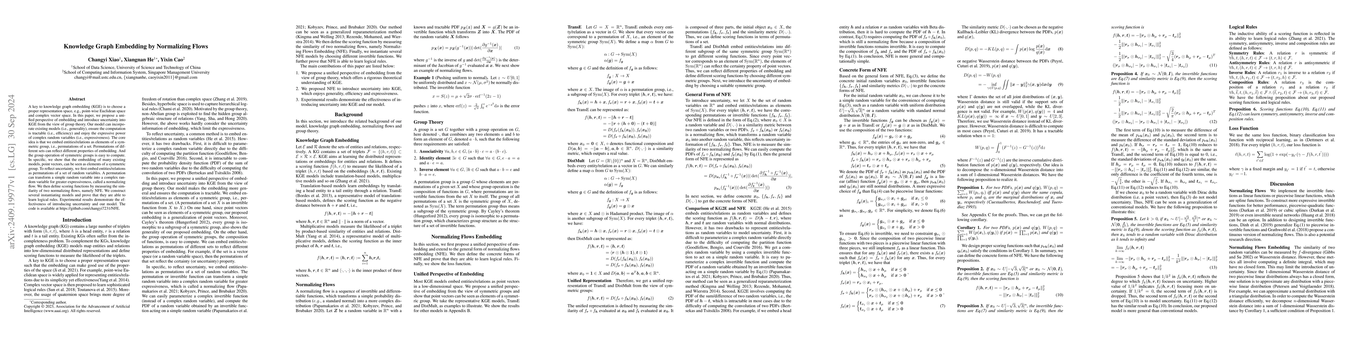 Thumbnail for Knowledge Graph Embedding by Normalizing Flows