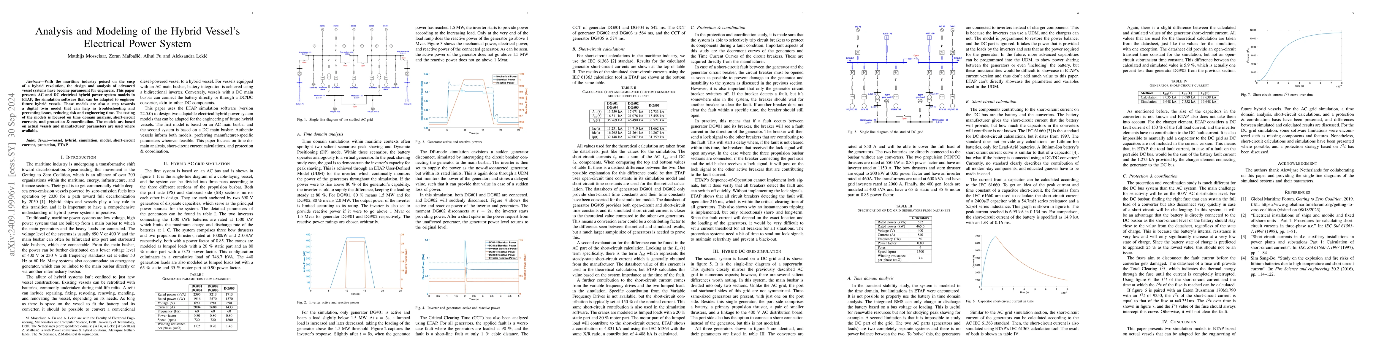 Thumbnail for Analysis and Modeling of the Hybrid Vessel's Electrical Power System