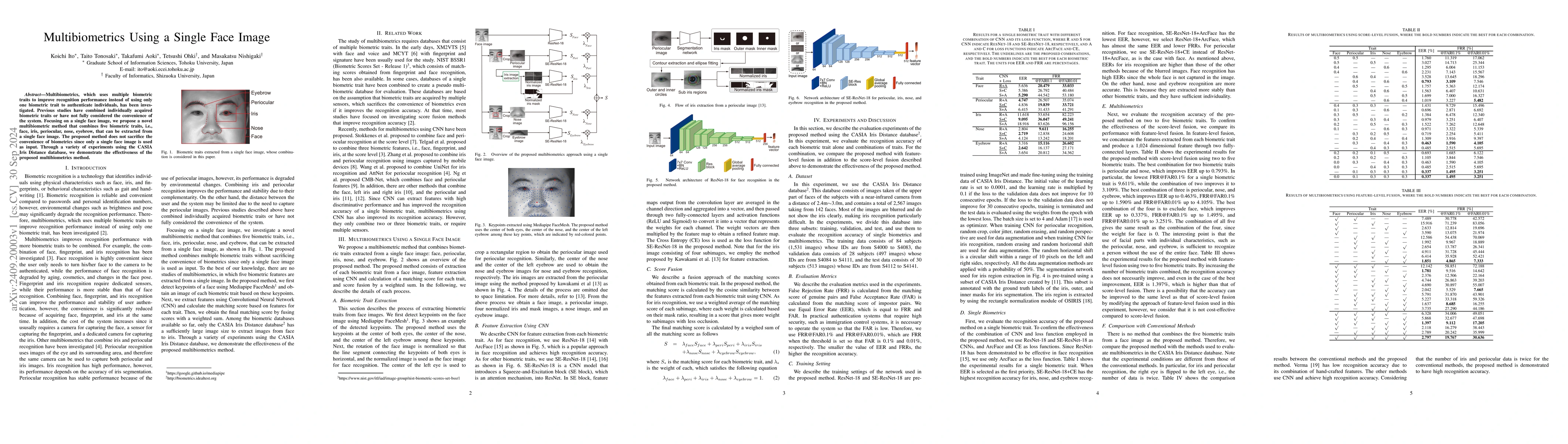 Thumbnail for Multibiometrics Using a Single Face Image
