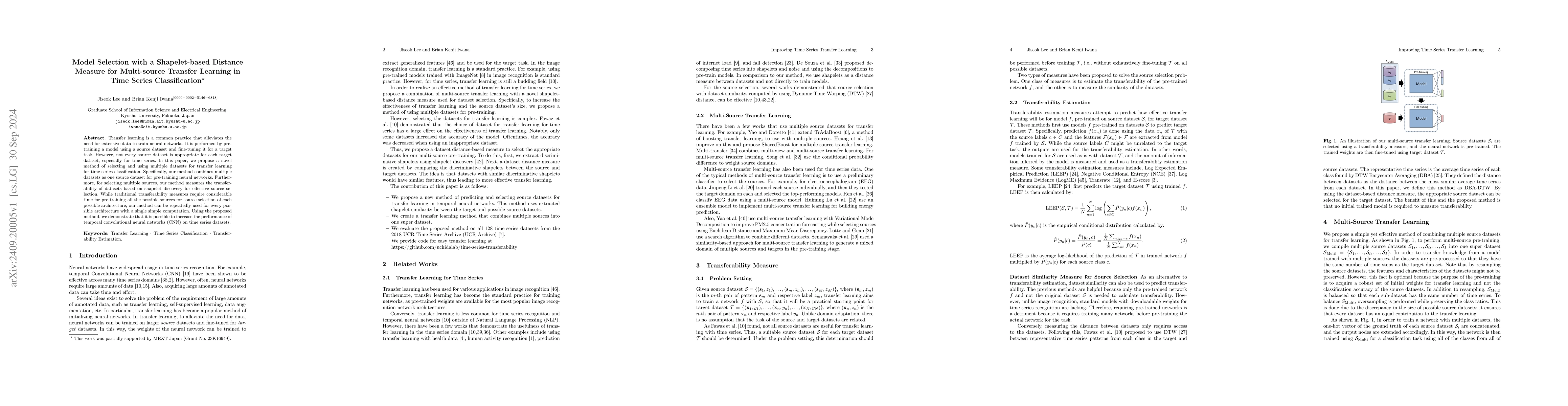 Thumbnail for Model Selection with a Shapelet-based Distance Measure for Multi-source
  Transfer Learning in Time Series Classification