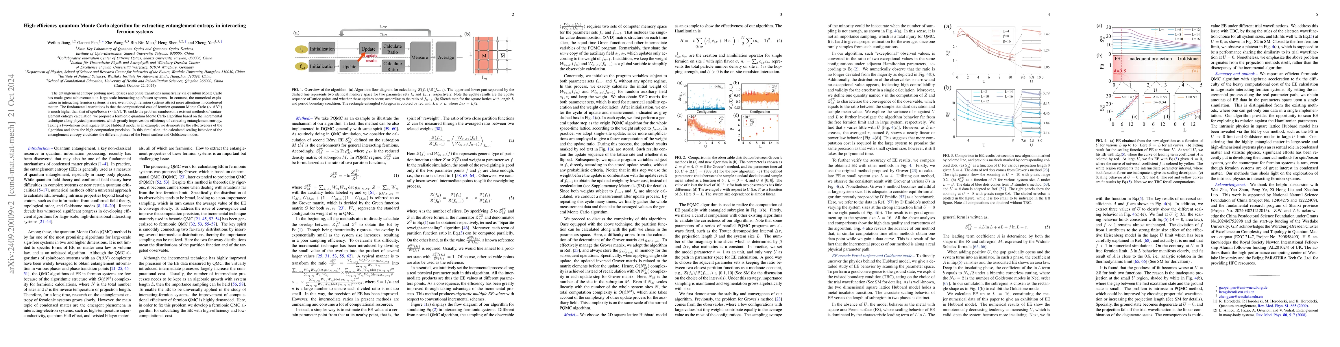 Thumbnail for High-efficiency quantum Monte Carlo algorithm for extracting
  entanglement entropy in interacting fermion systems