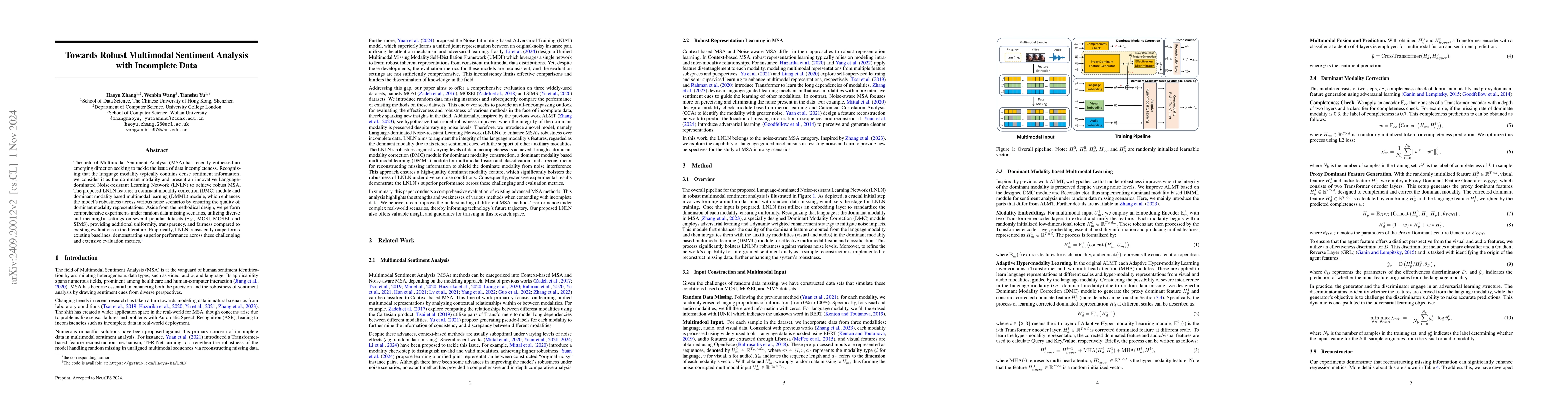Thumbnail for Towards Robust Multimodal Sentiment Analysis with Incomplete Data