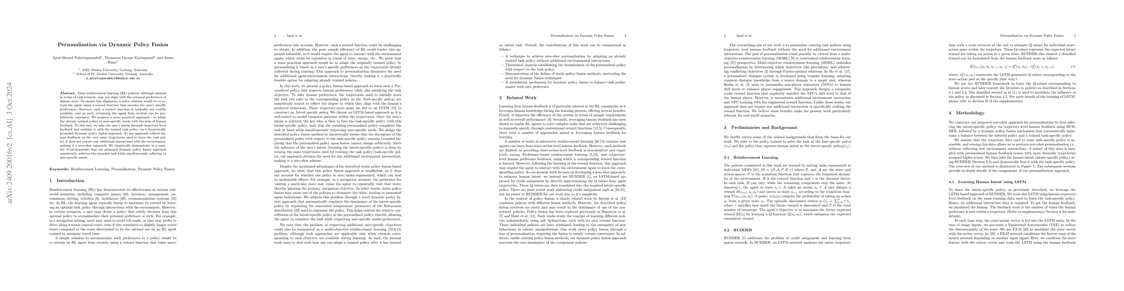 Thumbnail for Personalisation via Dynamic Policy Fusion