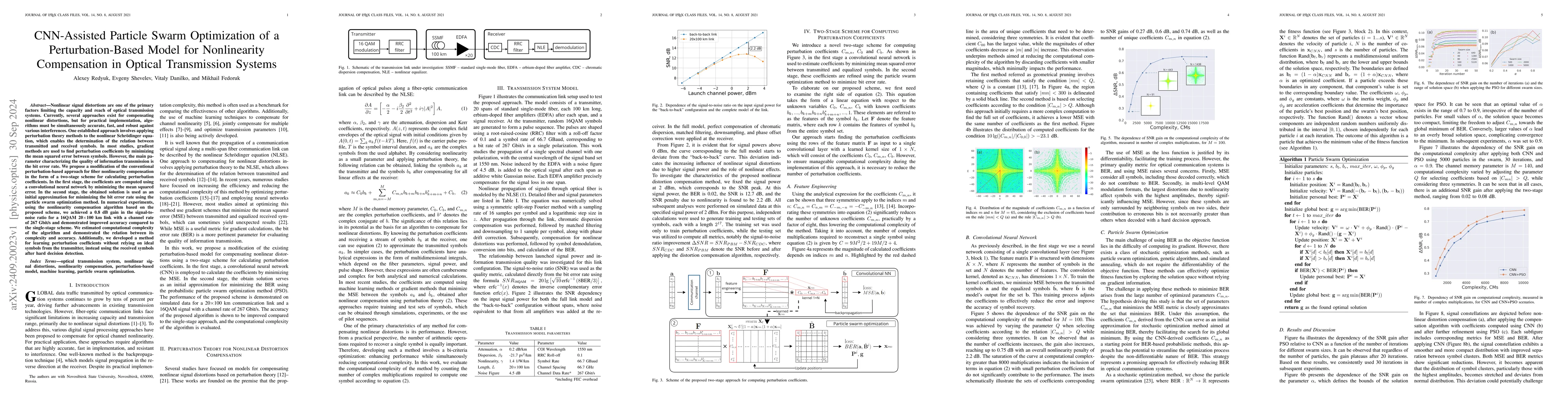 Thumbnail for CNN-Assisted Particle Swarm Optimization of a Perturbation-Based Model
  for Nonlinearity Compensation in Optical Transmission Systems