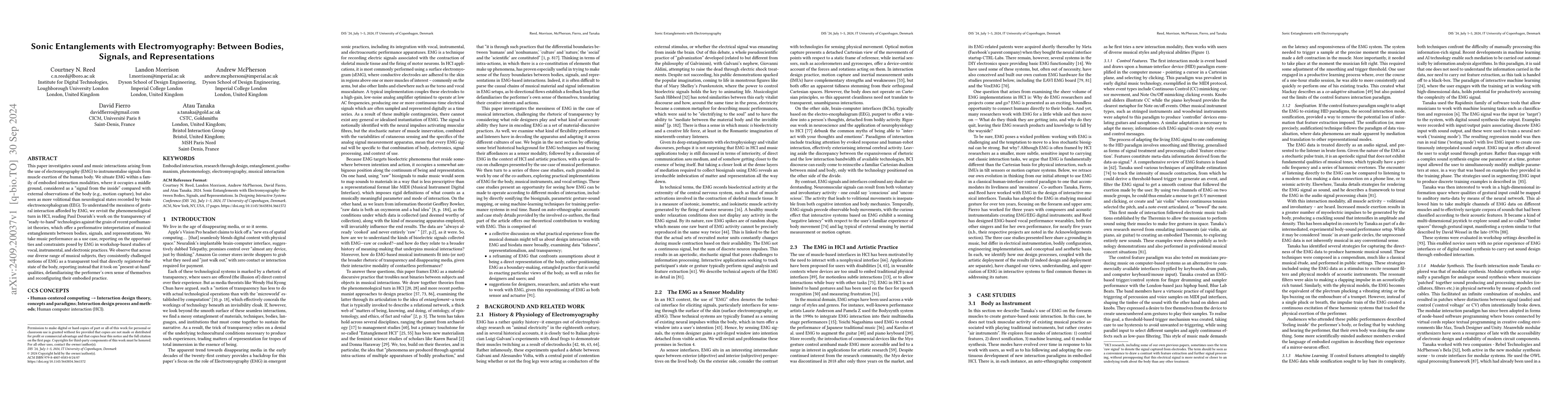 Thumbnail for Sonic Entanglements with Electromyography: Between Bodies, Signals, and
  Representations