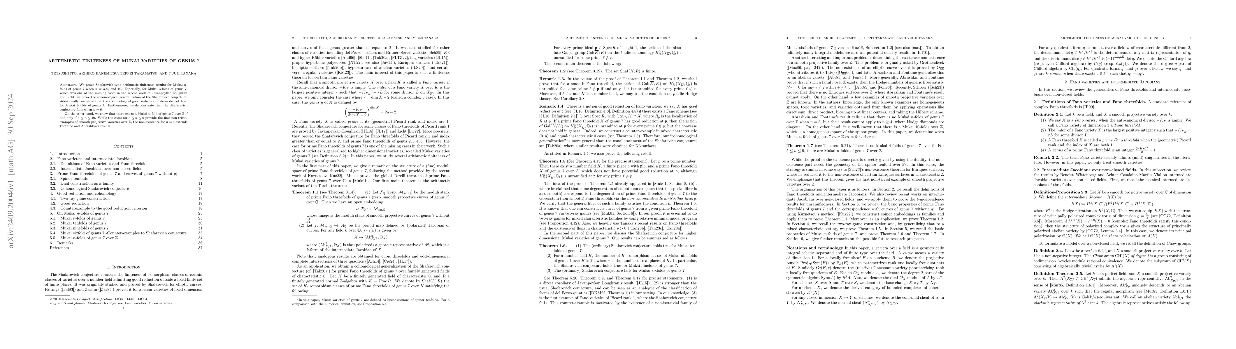 Thumbnail for Arithmetic finiteness of Mukai varieties of genus 7