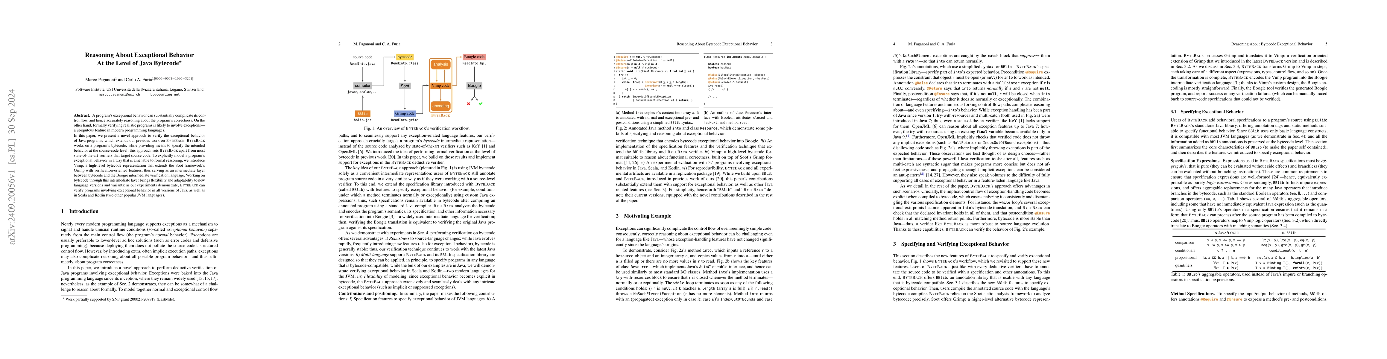 Thumbnail for Reasoning About Exceptional Behavior At the Level of Java Bytecode