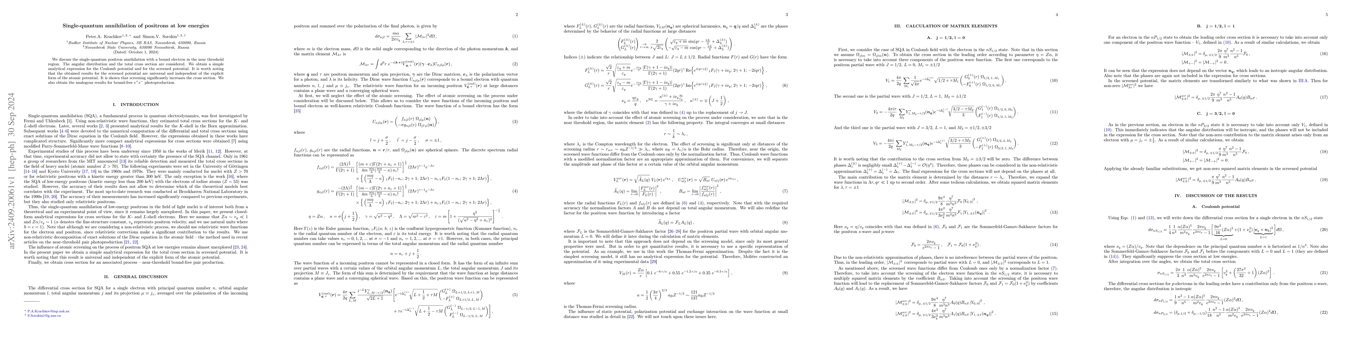 Thumbnail for Single-quantum annihilation of positrons at low energies