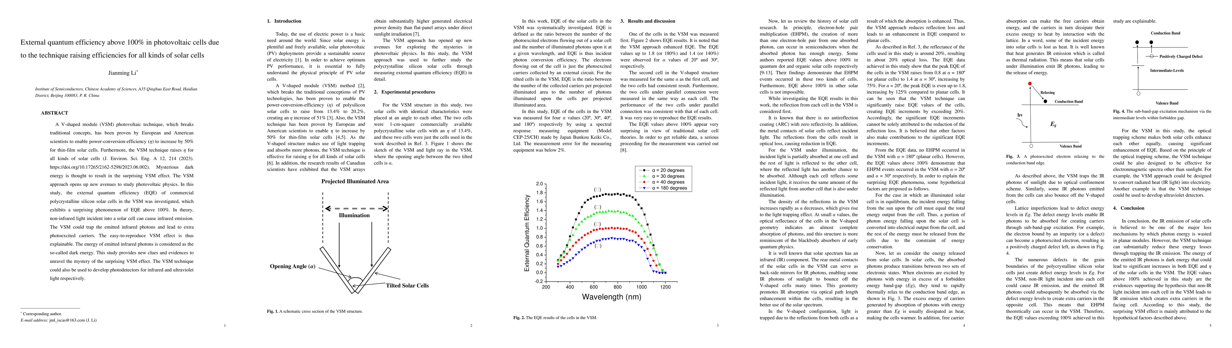 Thumbnail for External quantum efficiency above 100% in photovoltaic cells due to the
  technique raising efficiencies for all kinds of solar cells