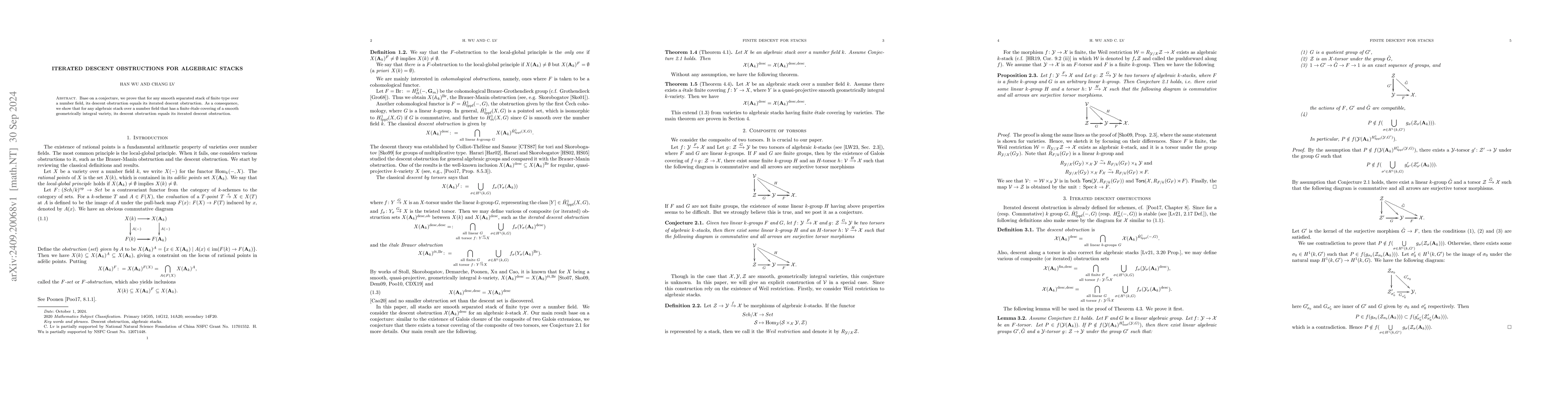 Thumbnail for Iterated descent obstructions for algebraic stacks