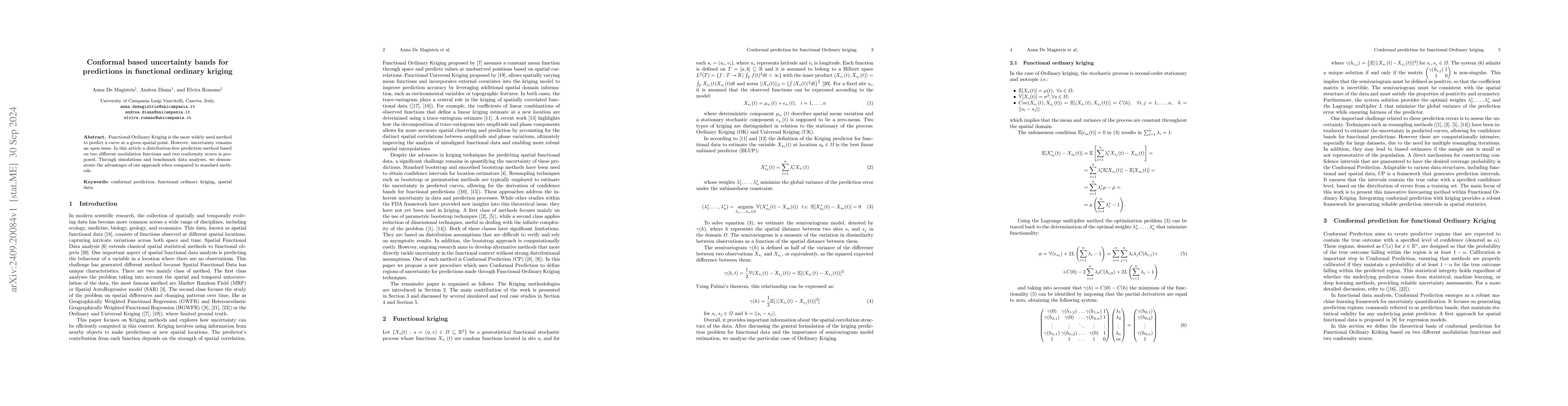 Thumbnail for Conformal prediction for functional Ordinary kriging