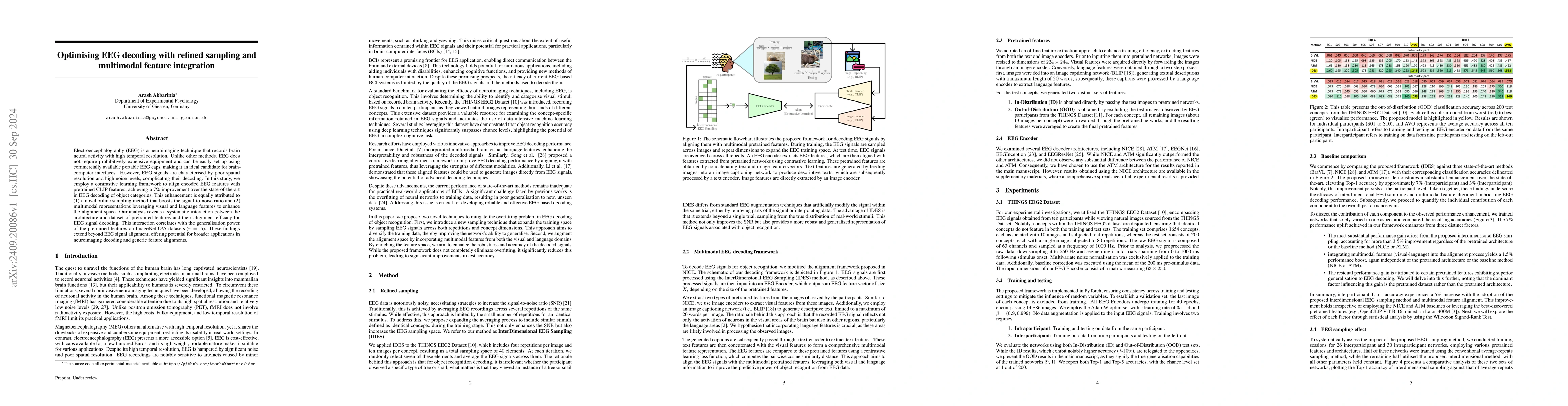 Thumbnail for Optimising EEG decoding with refined sampling and multimodal feature
  integration