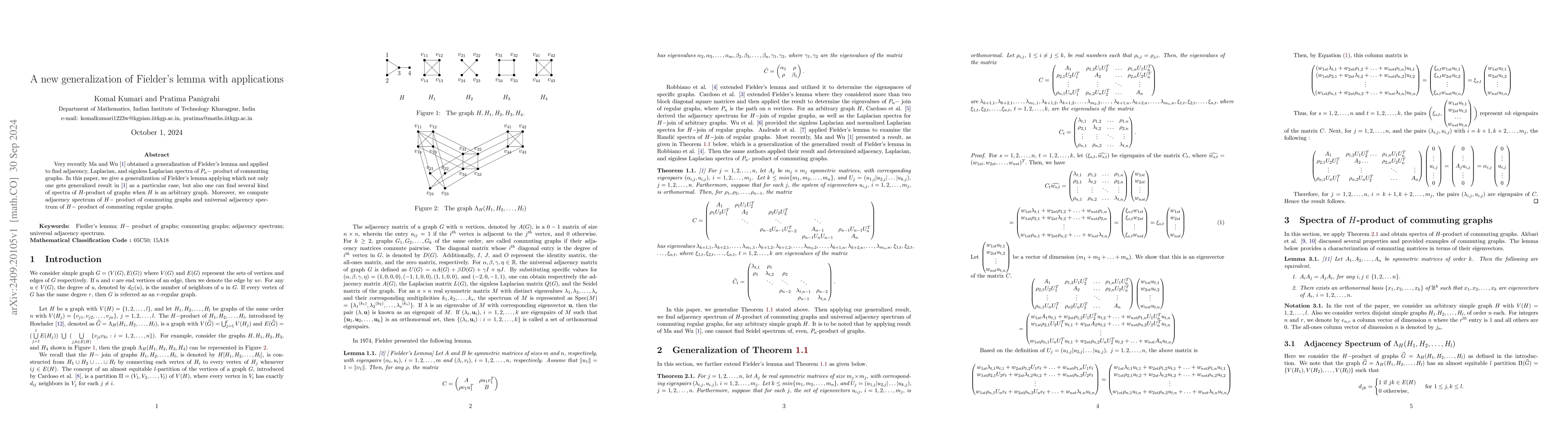 Thumbnail for A new generalization of Fielder's lemma with applications