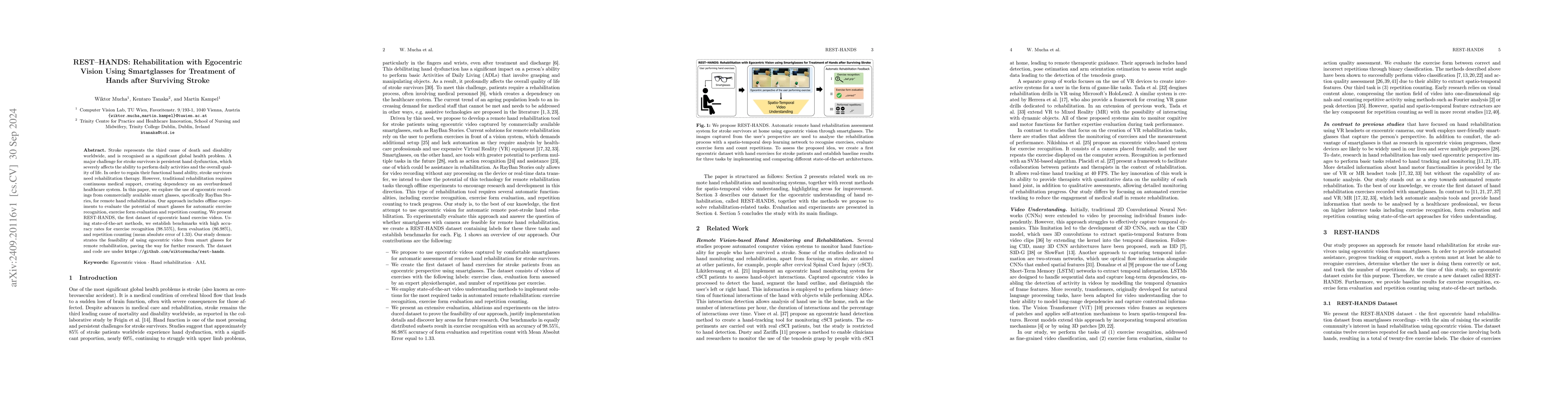 Thumbnail for REST-HANDS: Rehabilitation with Egocentric Vision Using Smartglasses for
  Treatment of Hands after Surviving Stroke
