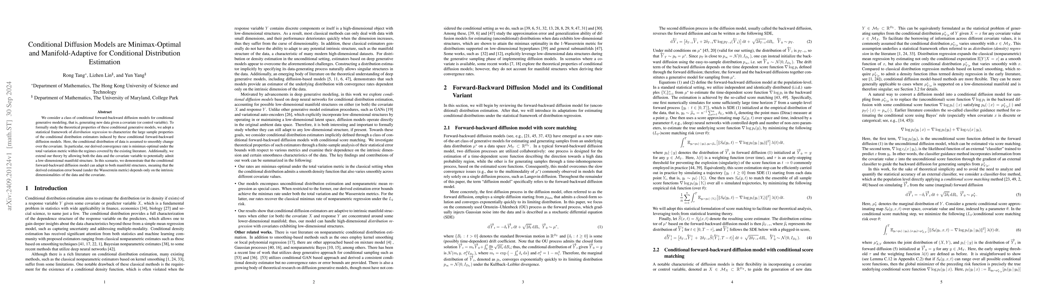 Thumbnail for Conditional Diffusion Models are Minimax-Optimal and Manifold-Adaptive
  for Conditional Distribution Estimation