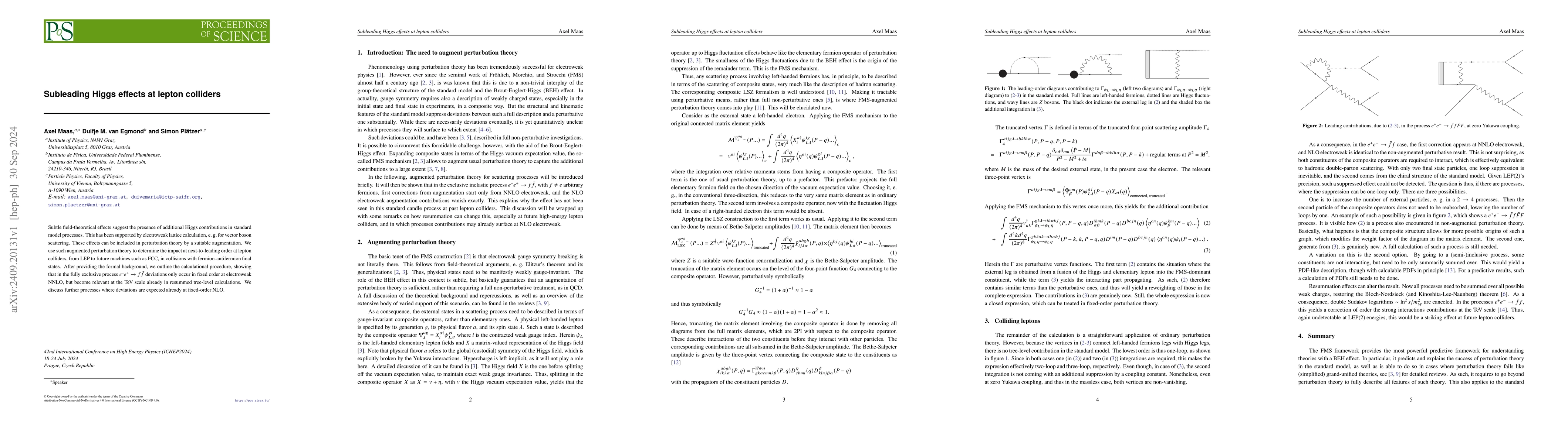 Thumbnail for Subleading Higgs effects at lepton colliders