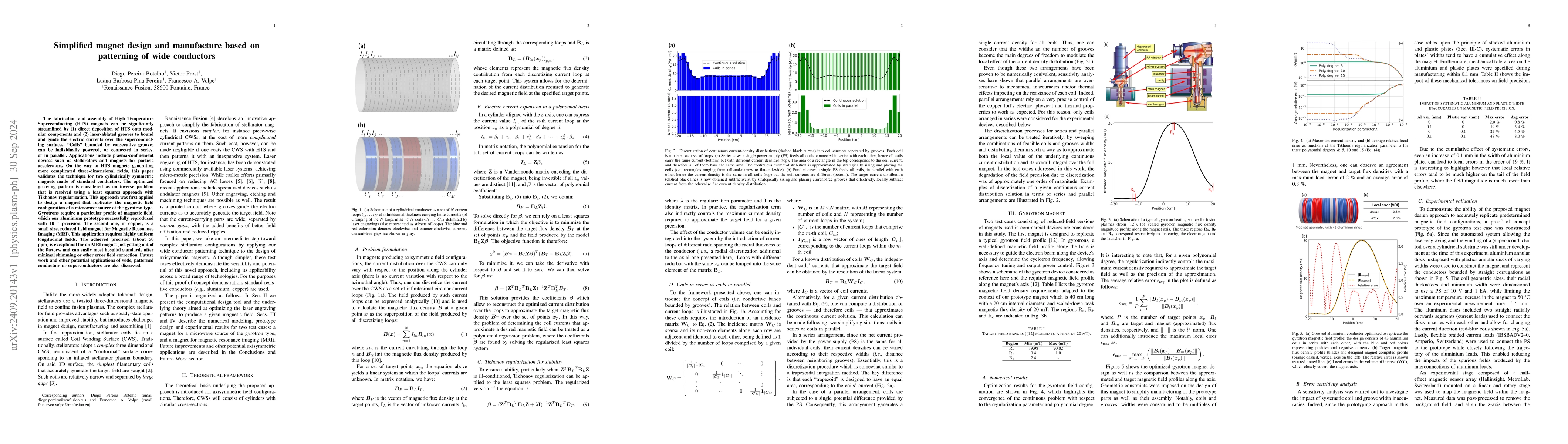 Thumbnail for Simplified magnet design and manufacture based on patterning of wide
  conductors
