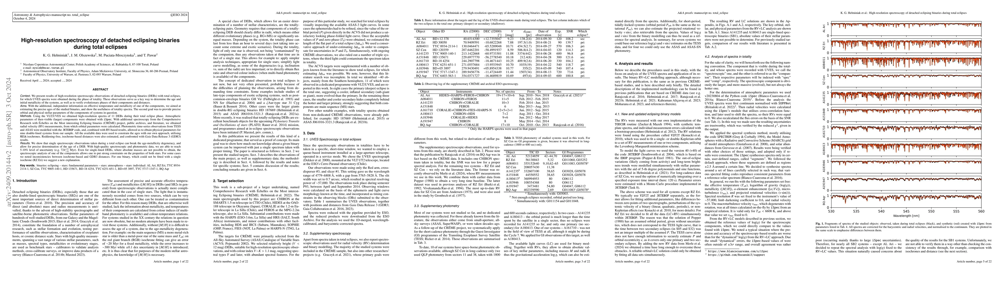Thumbnail for High-resolution spectroscopy of detached eclipsing binaries during total
  eclipses