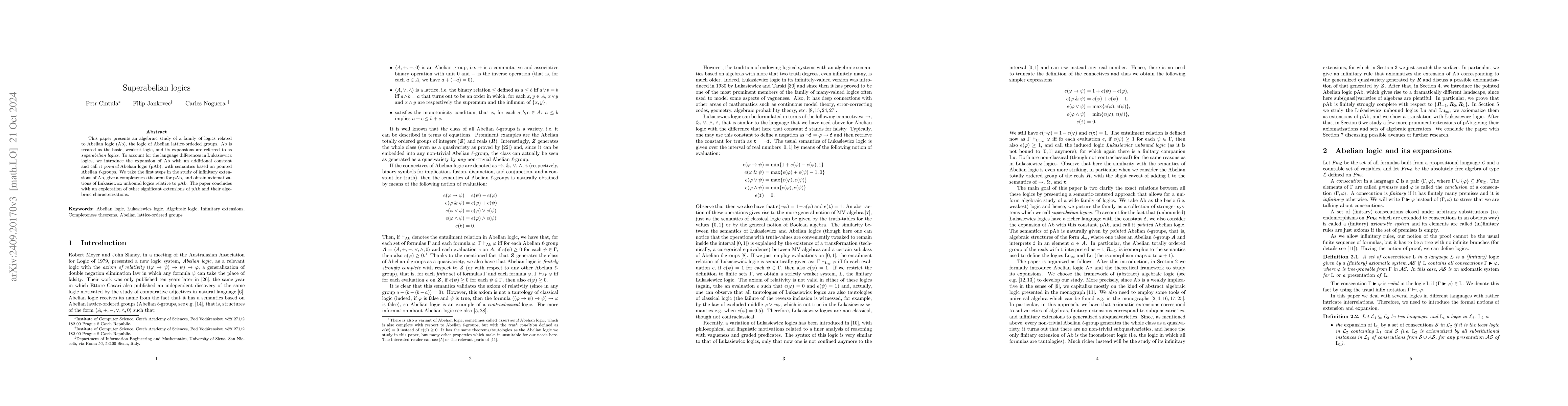 Thumbnail for Superabelian logics