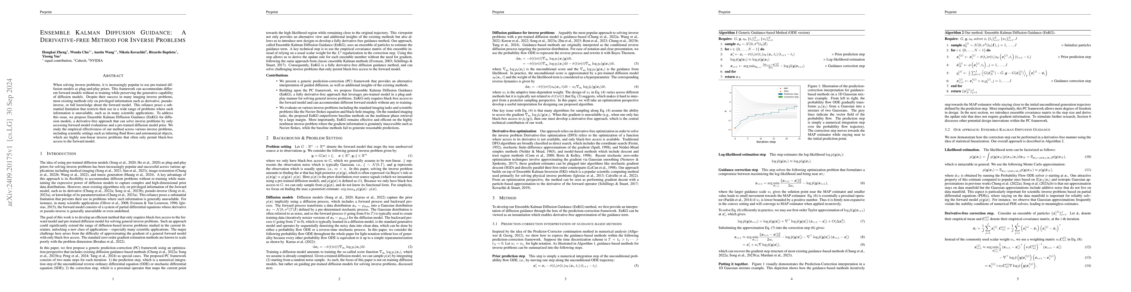 Thumbnail for Ensemble Kalman Diffusion Guidance: A Derivative-free Method for Inverse
  Problems