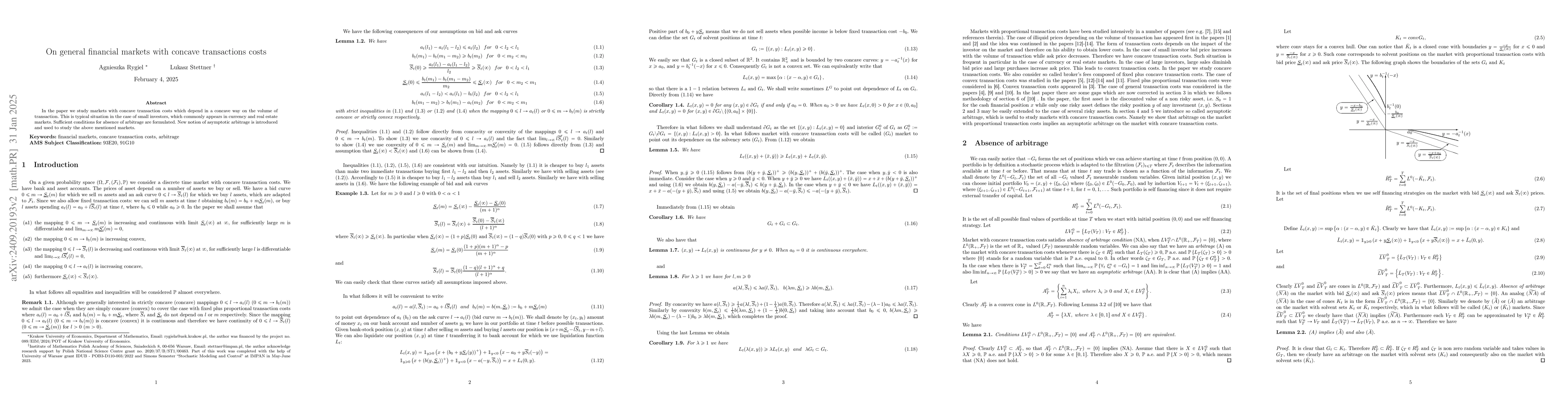 Thumbnail for On general financial markets with concave transactions costs