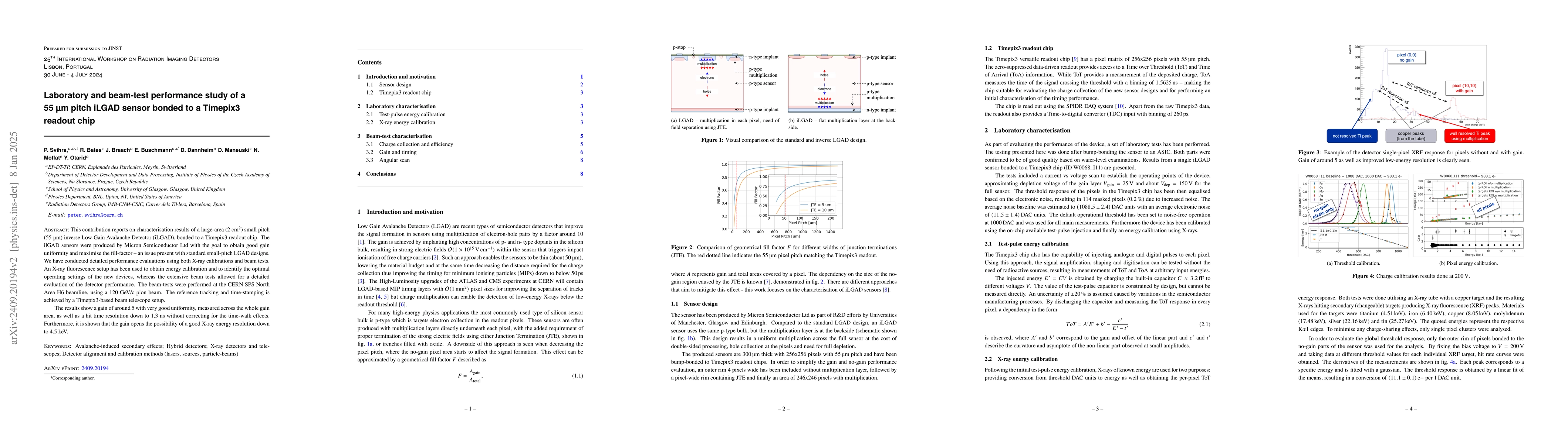Thumbnail for Laboratory and beam-test performance study of a 55$~μ$m pitch iLGAD
  sensor bonded to a Timepix3 readout chip