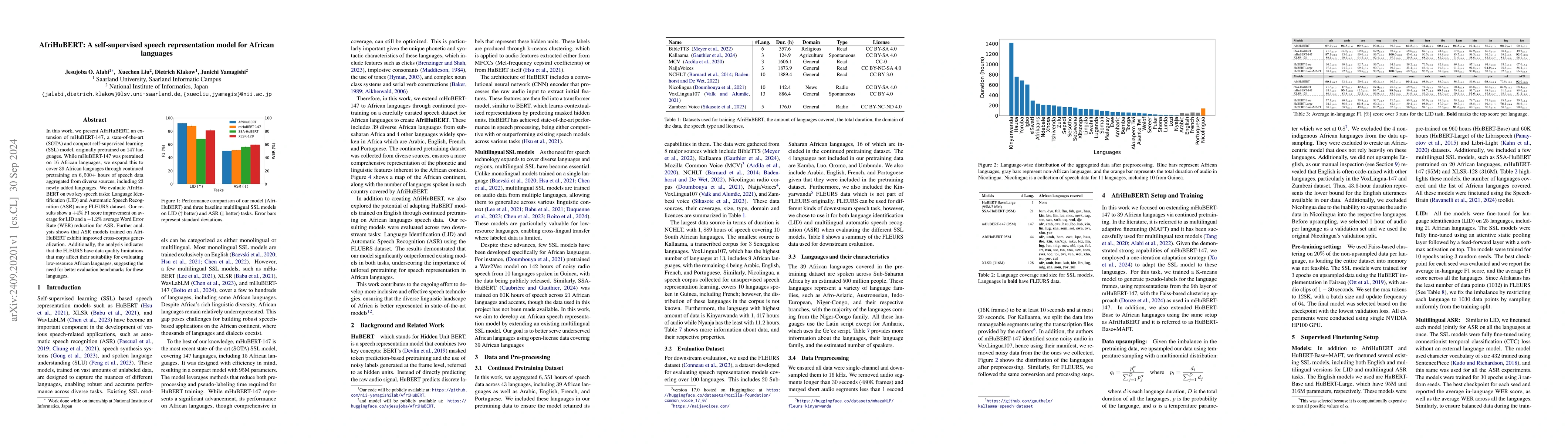 Thumbnail for AfriHuBERT: A self-supervised speech representation model for African
  languages