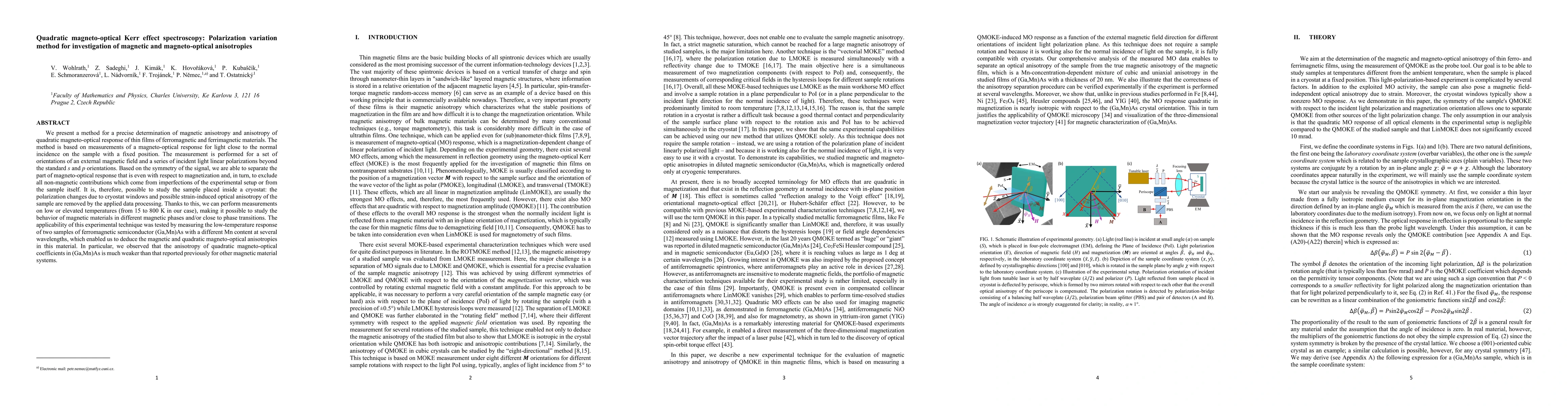 Thumbnail for Quadratic magneto-optical Kerr effect spectroscopy: Polarization
  variation method for investigation of magnetic and magneto-optical
  anisotropies