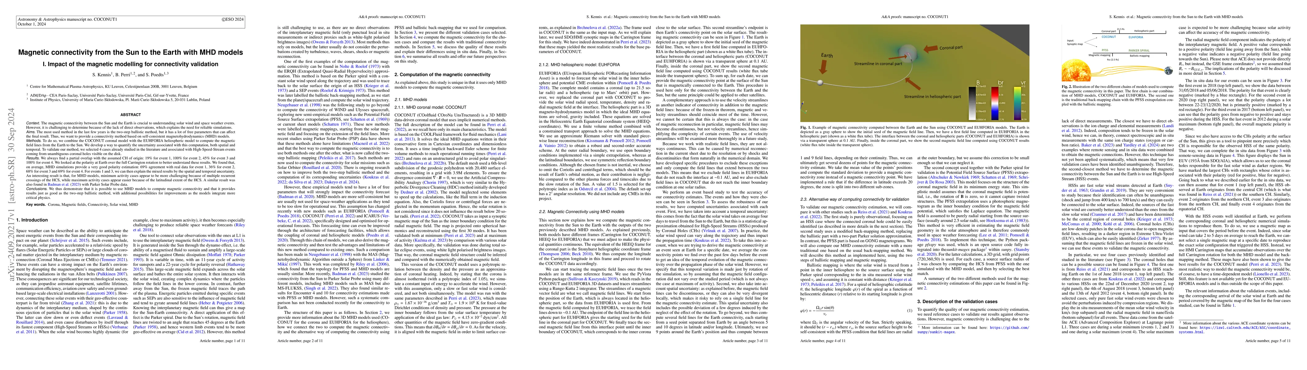 Thumbnail for Magnetic connectivity from the Sun to the Earth with MHD models I.
  Impact of the magnetic modelling for connectivity validation