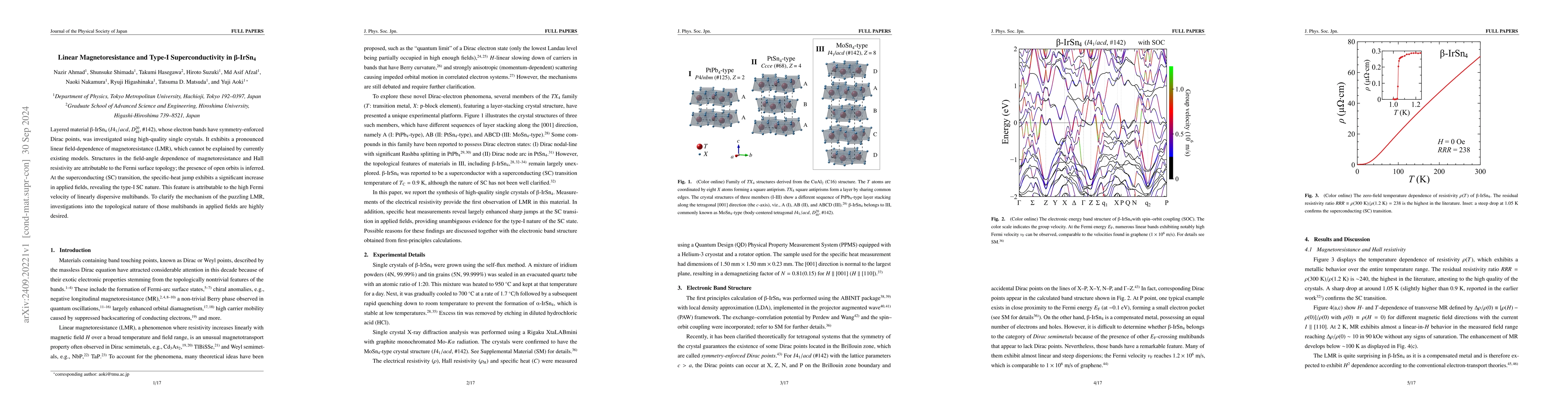 Thumbnail for Linear Magnetoresistance and Type-I Superconductivity in
  $β$-IrSn$_4$