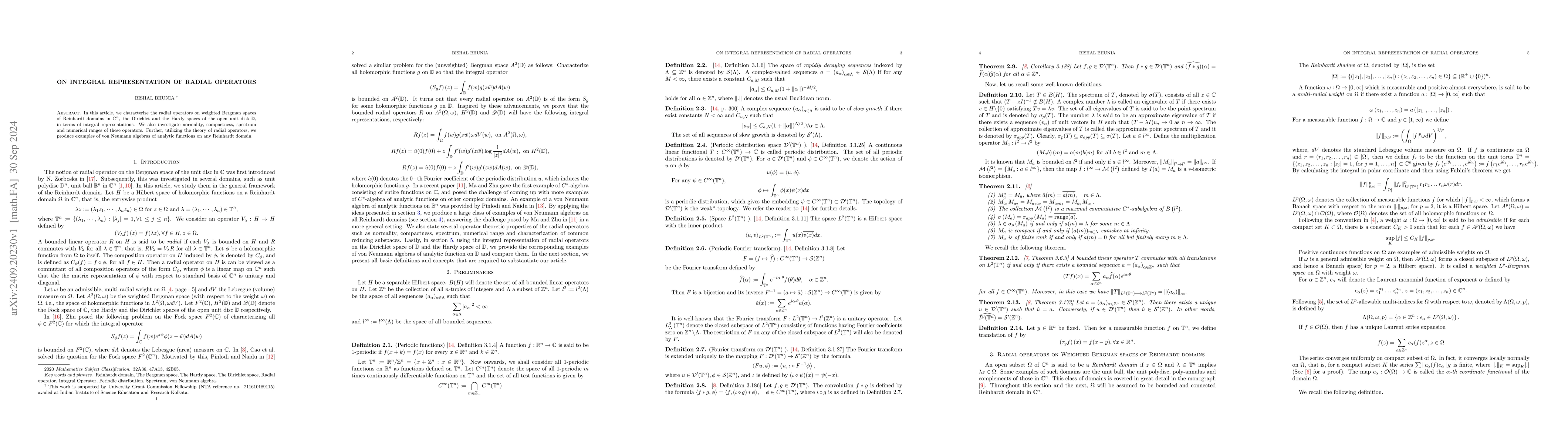 Thumbnail for On integral representation of radial operators