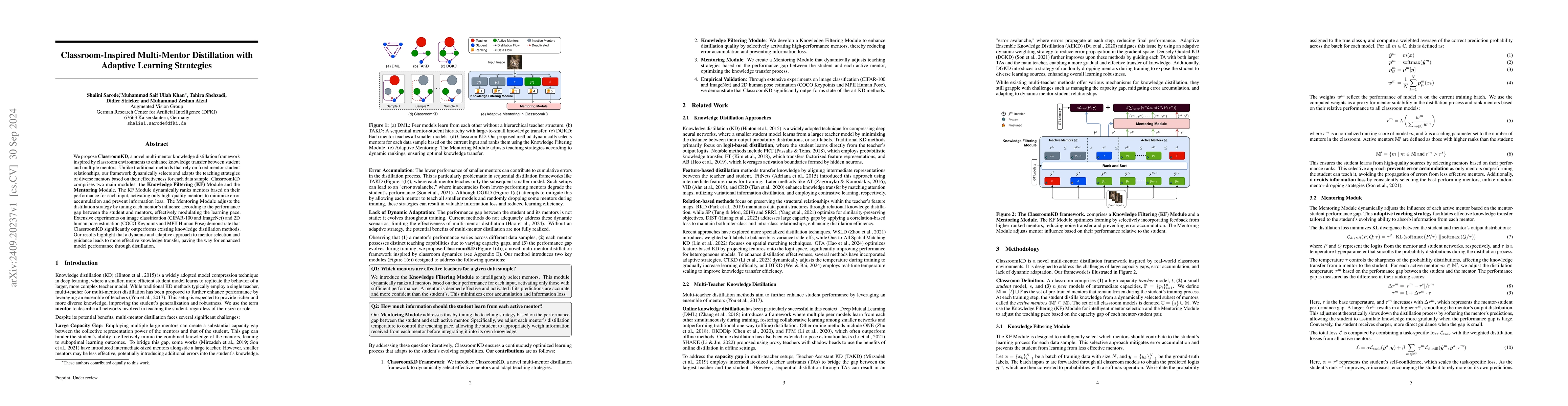 Thumbnail for Classroom-Inspired Multi-Mentor Distillation with Adaptive Learning
  Strategies