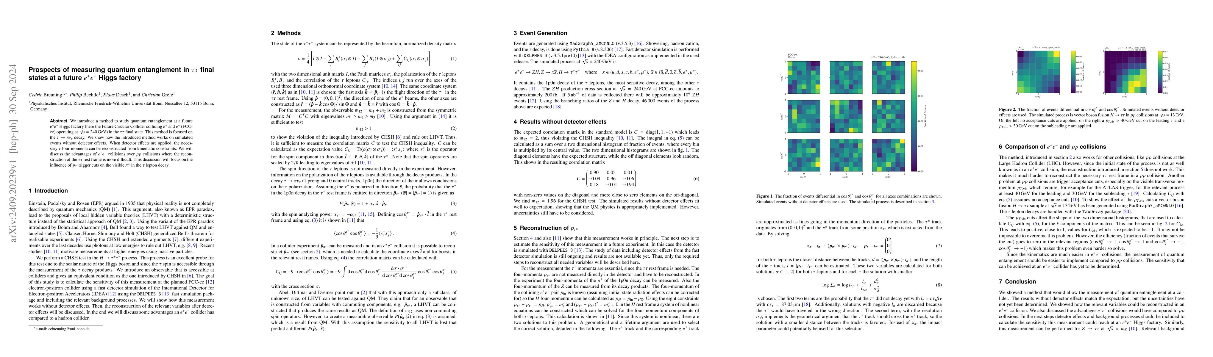Thumbnail for Prospects of measuring quantum entanglement in $ττ$ final states
  at a future $e^+e^-$ Higgs factory