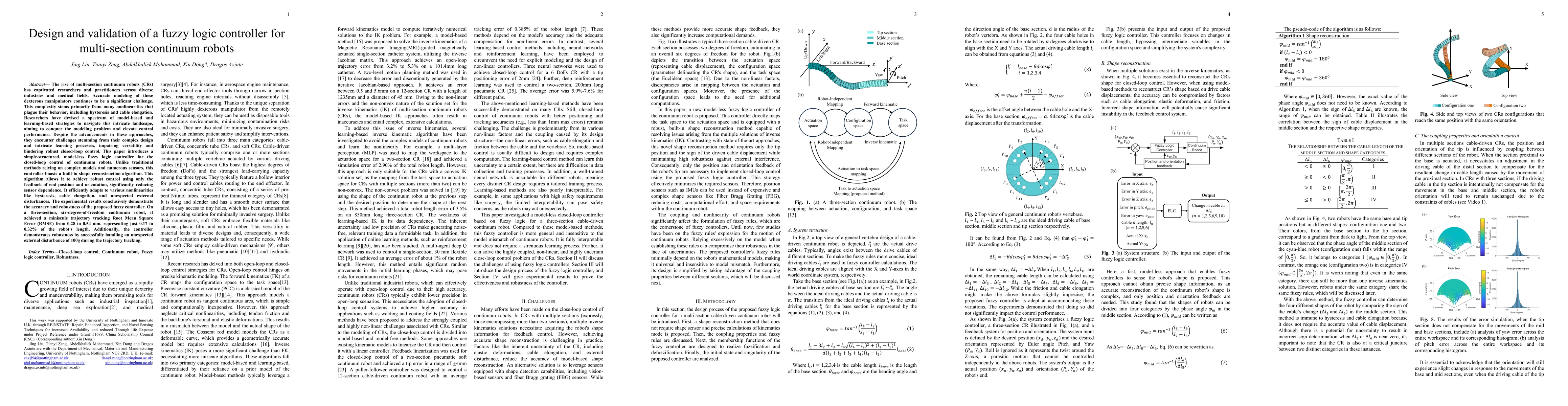 Thumbnail for Design and validation of a fuzzy logic controller for multi-section
  continuum robots