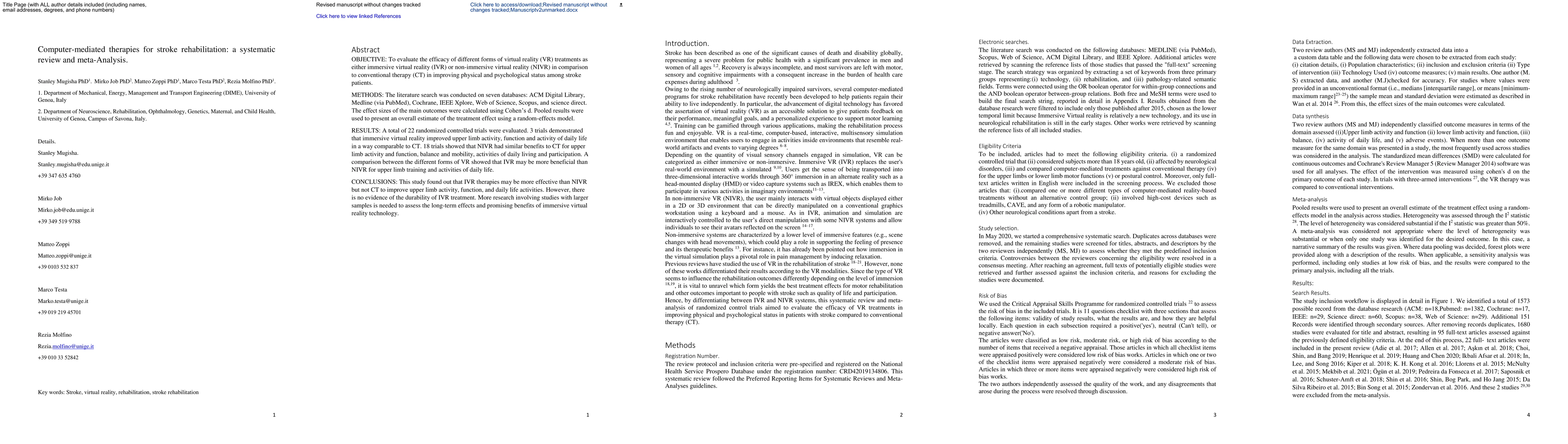 Thumbnail for Computer-mediated therapies for stroke rehabilitation: a systematic
  review and meta-Analysis