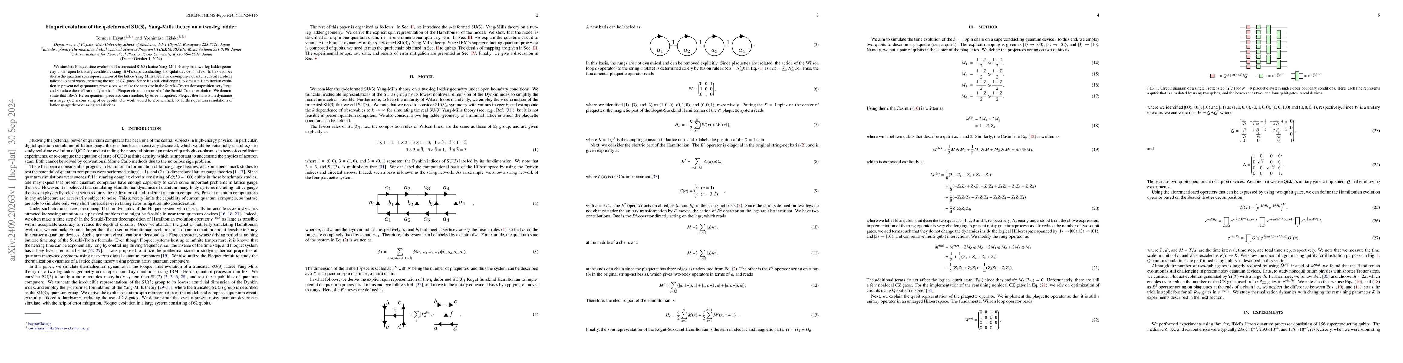 Thumbnail for Floquet evolution of the q-deformed \texorpdfstring{SU(3)${}_1$}{SU(3)1}
  Yang-Mills theory on a two-leg ladder