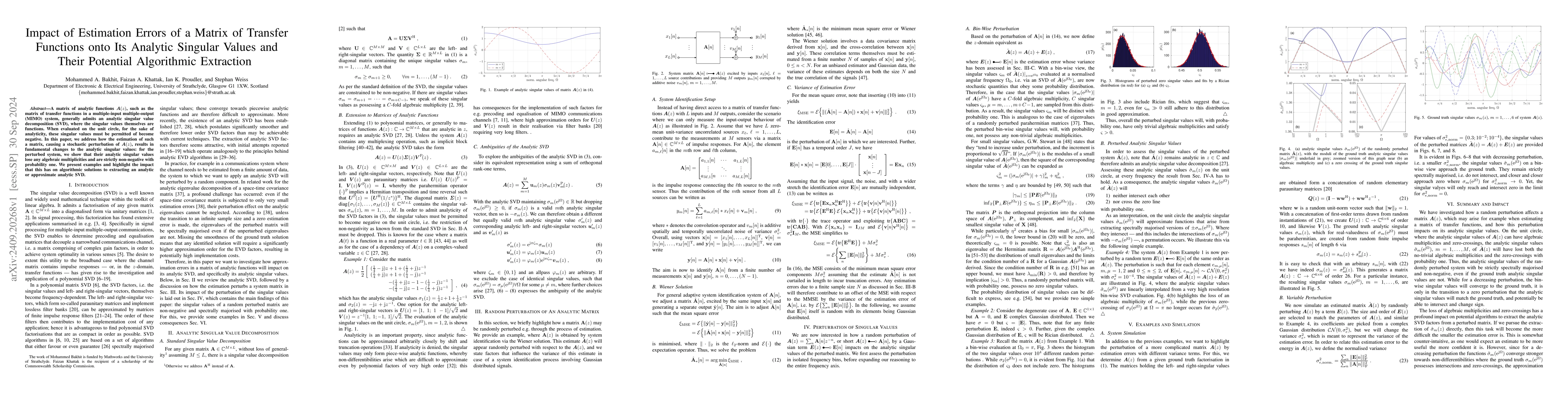 Thumbnail for Impact of Estimation Errors of a Matrix of Transfer Functions onto Its
  Analytic Singular Values and Their Potential Algorithmic Extraction