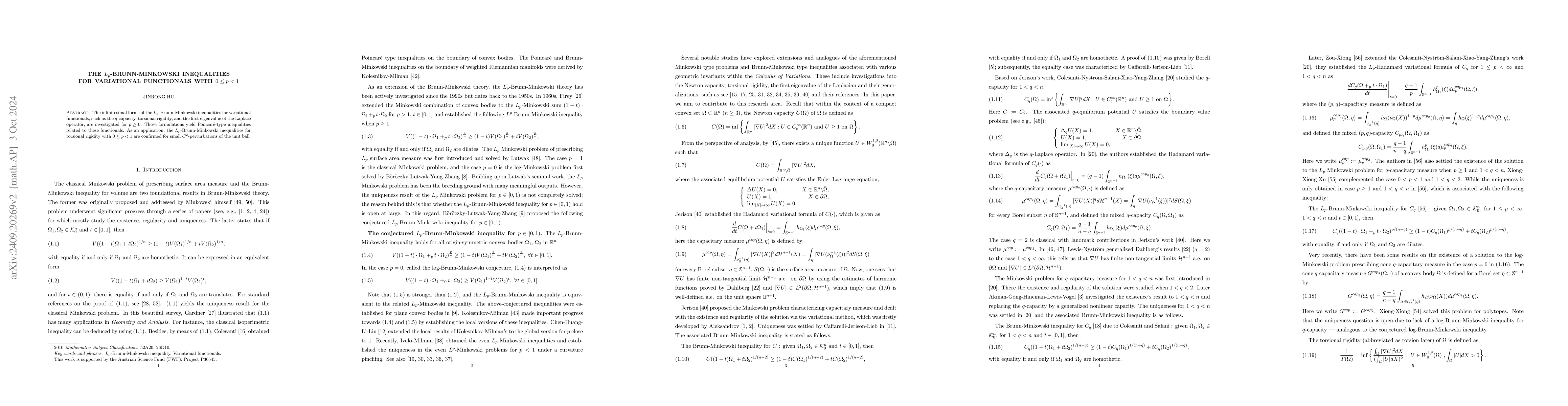 Thumbnail for The $L_{p}$-Brunn-Minkowski inequalities for variational functionals
  with $0\leq p<1$
