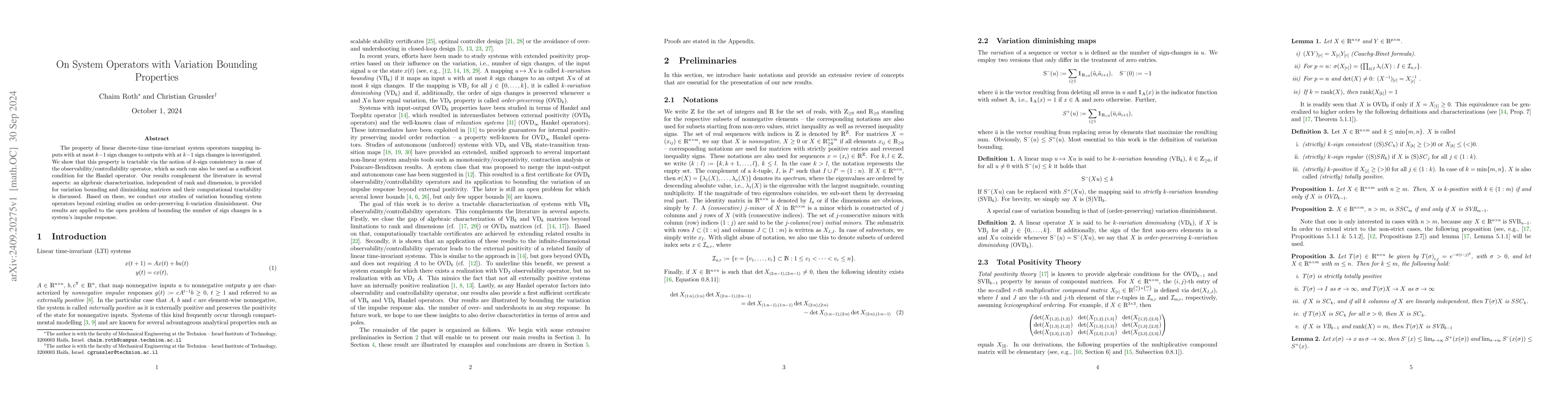 Thumbnail for On System Operators with Variation Bounding Properties
