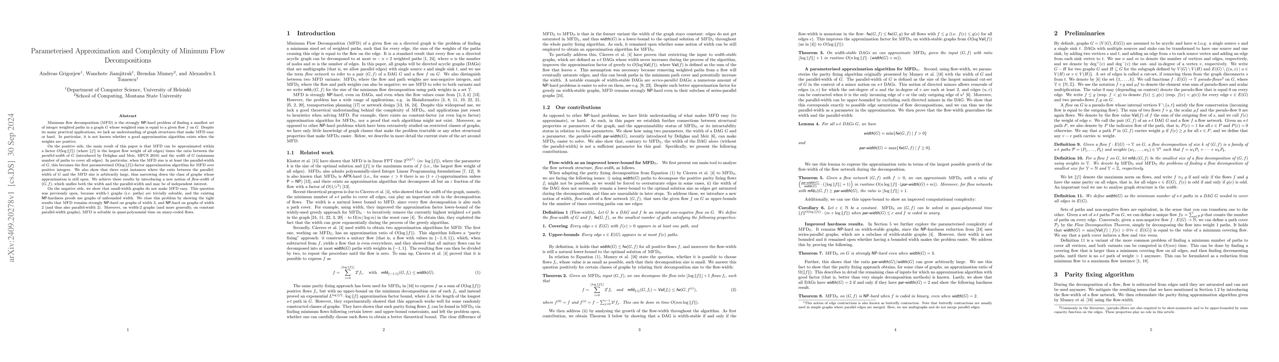 Thumbnail for Parameterised Approximation and Complexity of Minimum Flow
  Decompositions