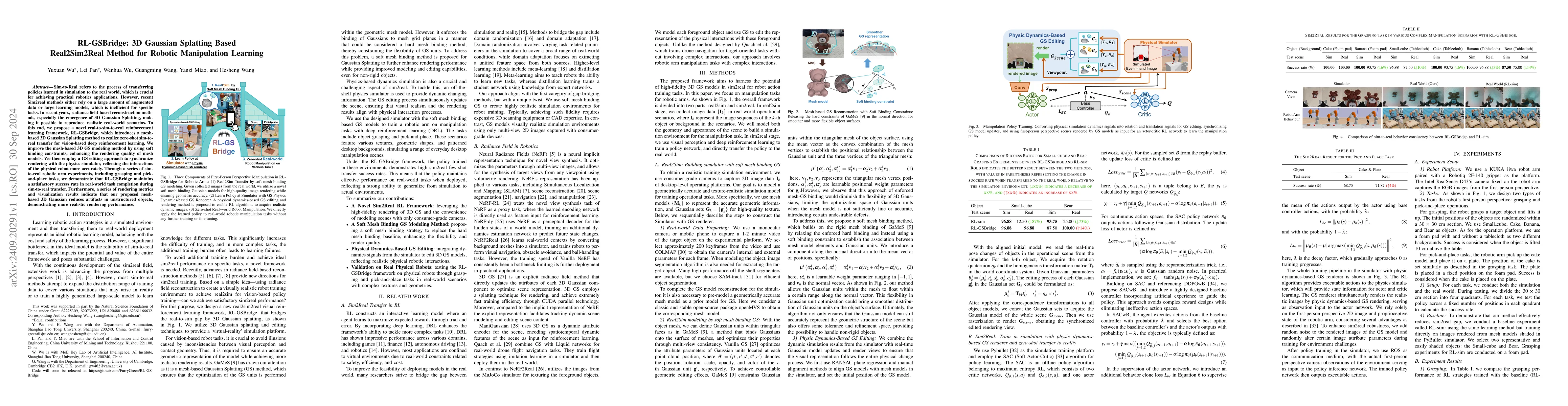 Thumbnail for RL-GSBridge: 3D Gaussian Splatting Based Real2Sim2Real Method for
  Robotic Manipulation Learning