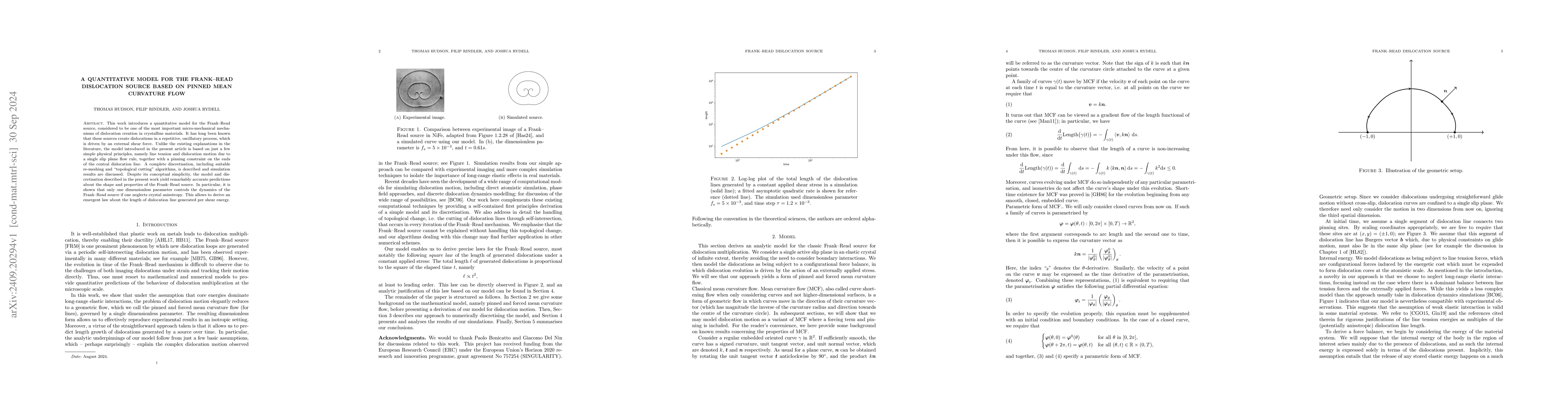 Thumbnail for A quantitative model for the Frank-Read dislocation source based on
  pinned mean curvature flow