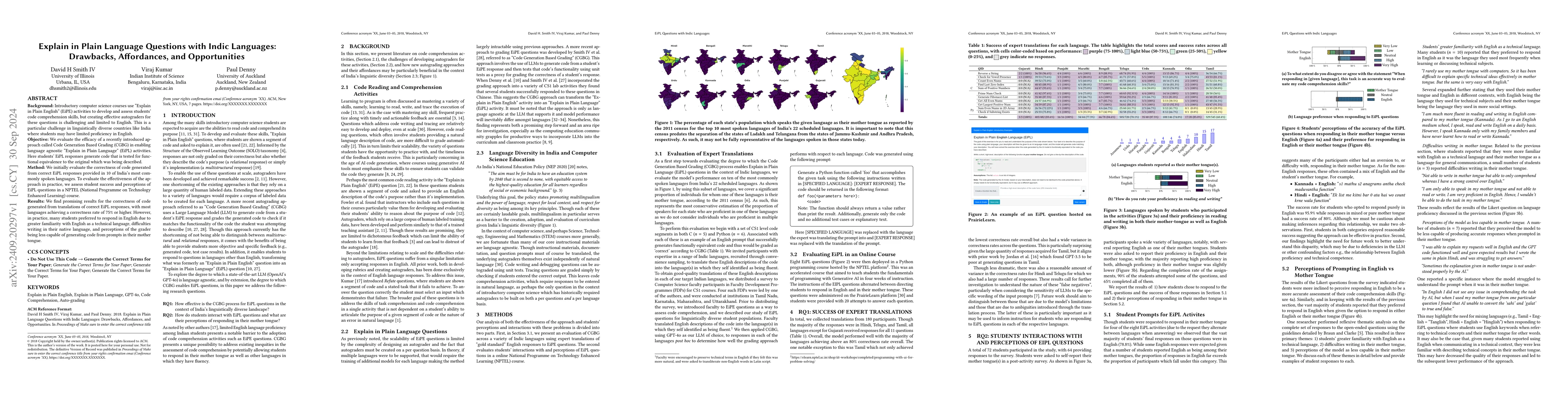 Thumbnail for Explain in Plain Language Questions with Indic Languages: Drawbacks,
  Affordances, and Opportunities