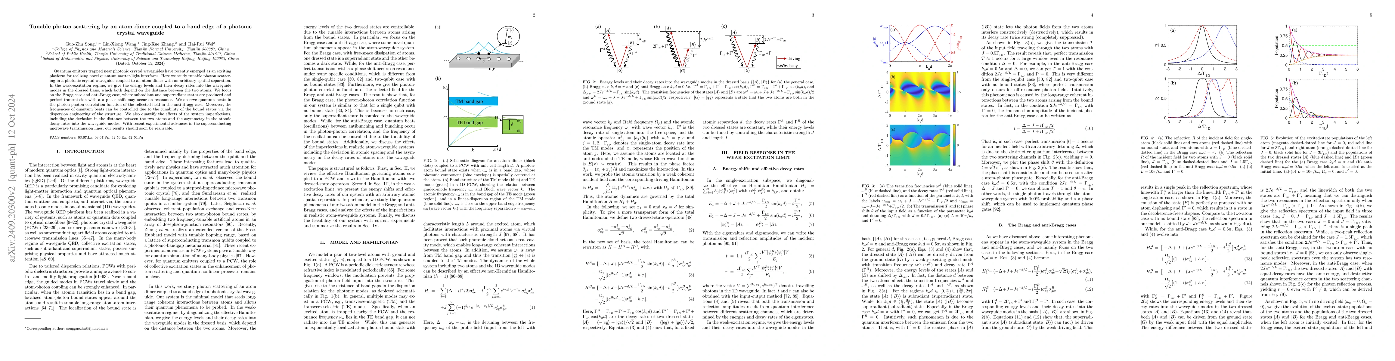 Thumbnail for Tunable photon scattering by an atom dimer coupled to a band edge of a
  photonic crystal waveguide