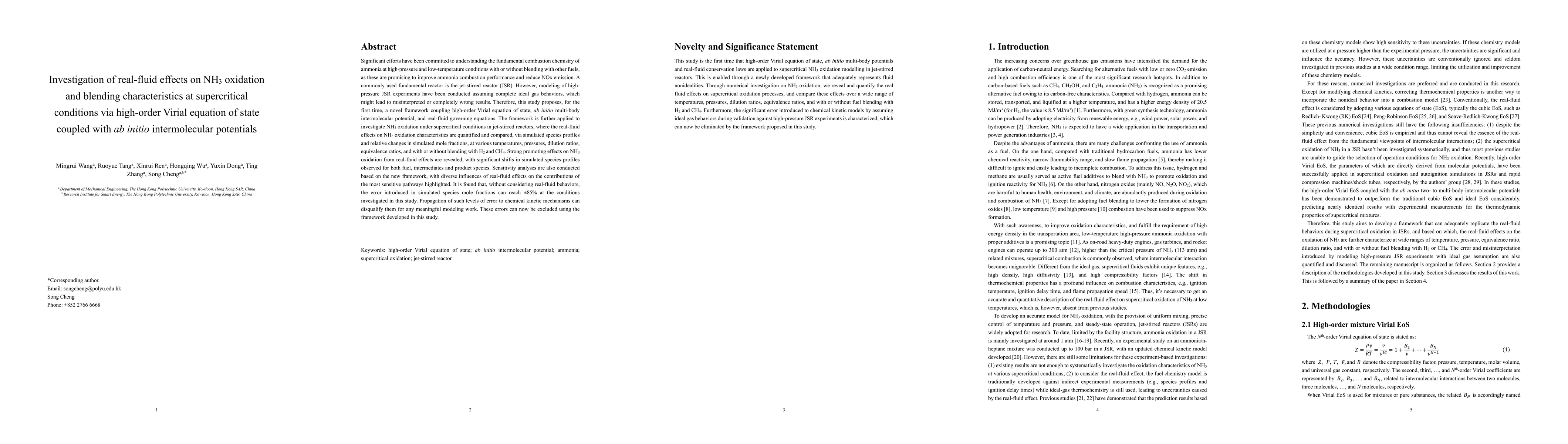 Thumbnail for Investigation of real-fluid effects on NH$_3$ oxidation and blending
  characteristics at supercritical conditions via high-order Virial equation of
  state coupled with ab initio intermolecular potentials