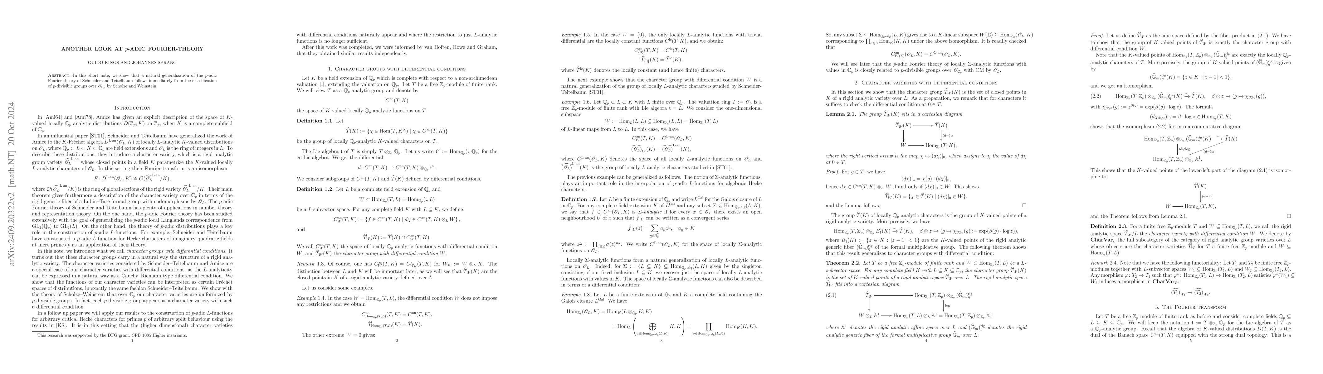 Thumbnail for Another look at $p$-adic Fourier-theory