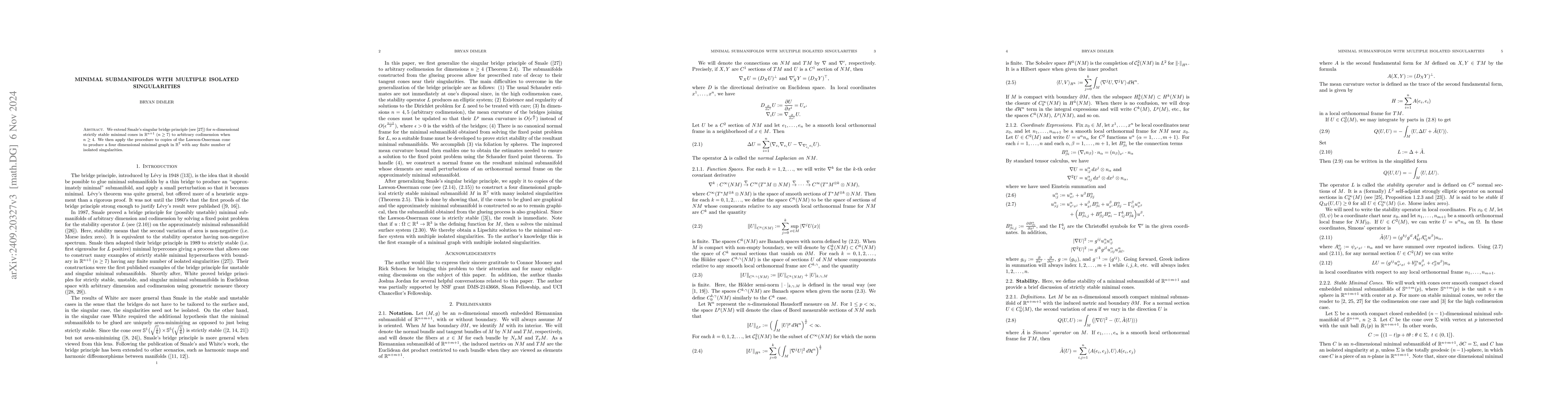 Thumbnail for Minimal submanifolds with multiple isolated singularities