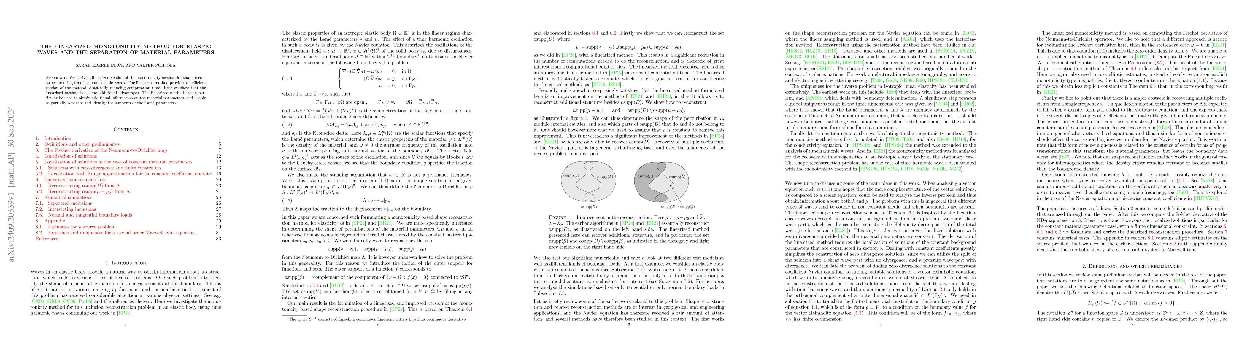 Thumbnail for The linearized monotonicity method for elastic waves and the separation
  of material parameters